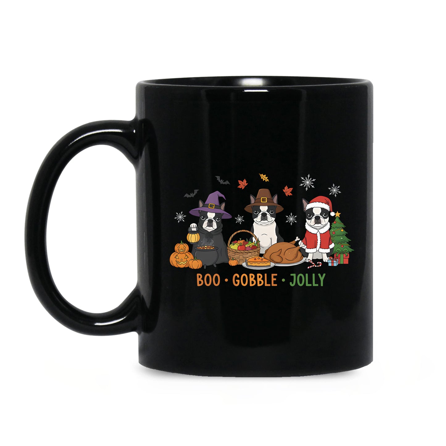 Boo Gobble Jolly Boston Terrier Mug