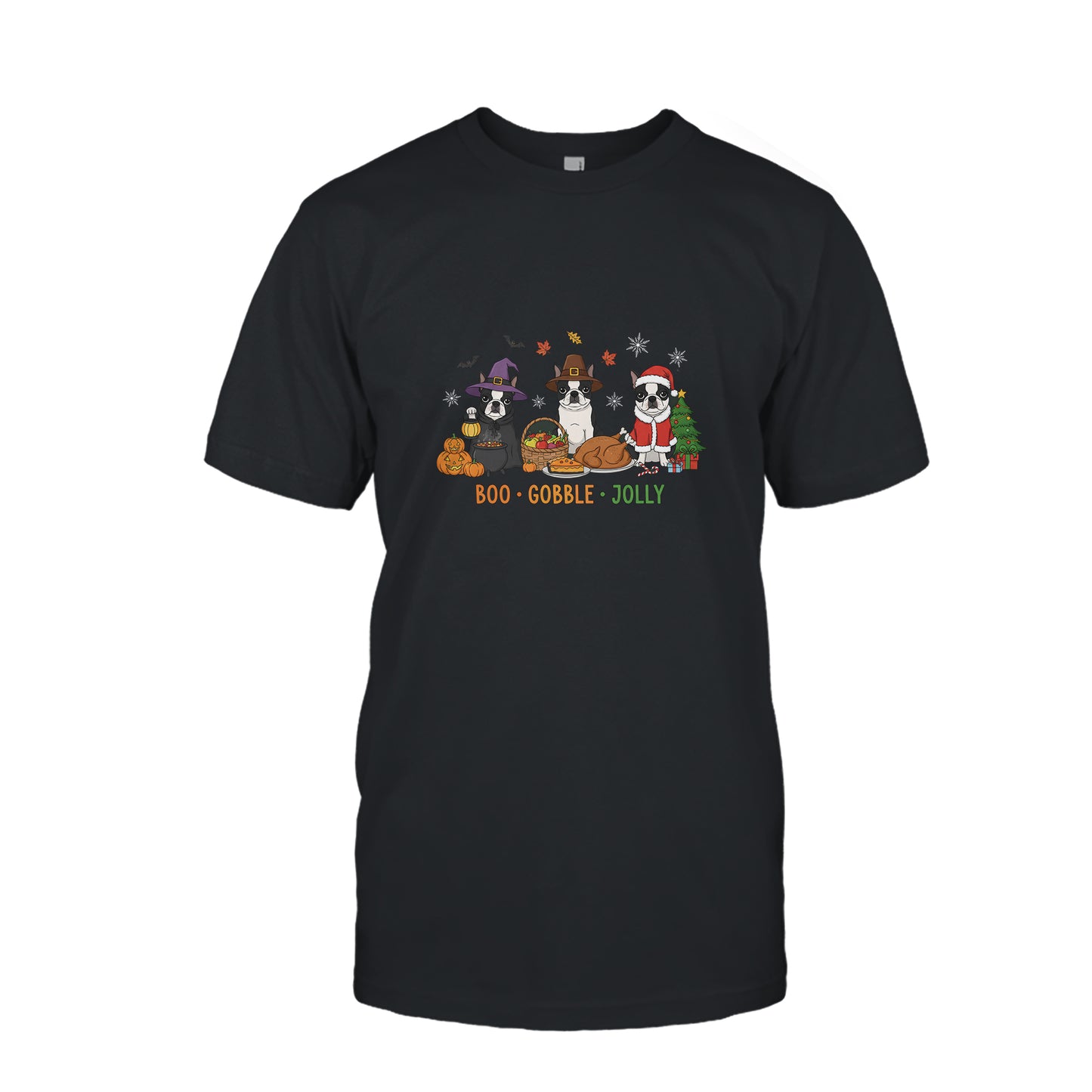 Boo Gobble Jolly Boston Terrier Shirt