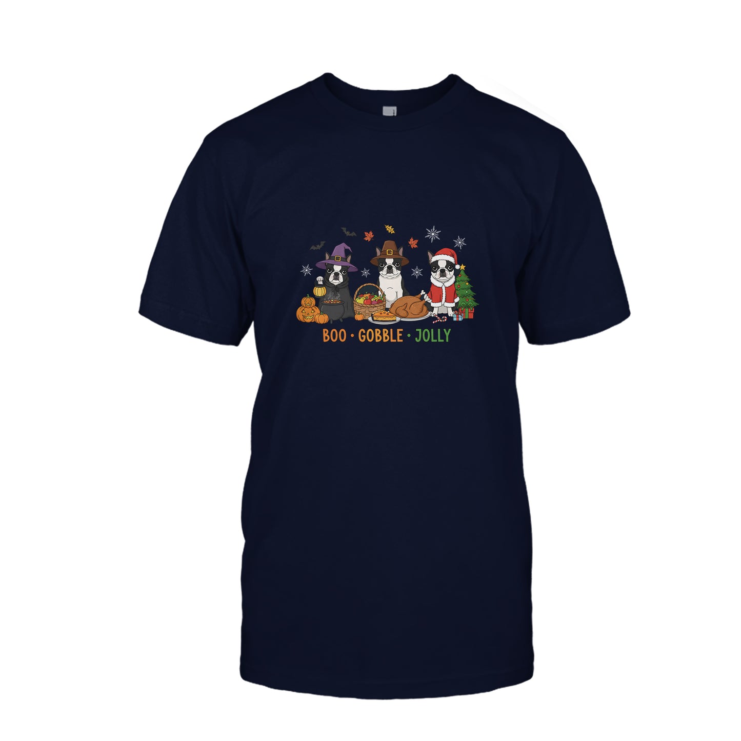 Boo Gobble Jolly Boston Terrier Shirt