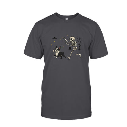 Funny Boston Terrier Eats Bone Halloween Shirt