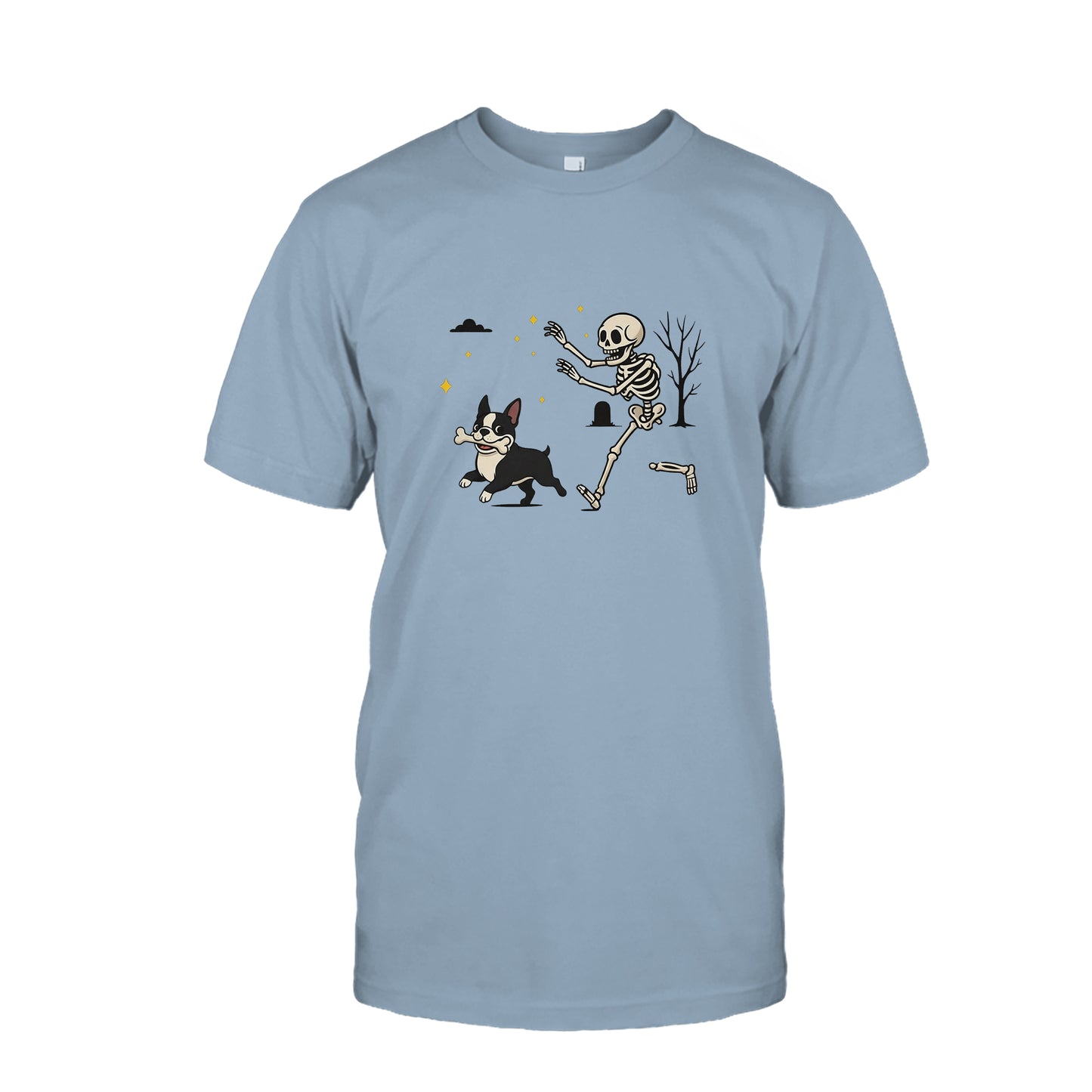 Funny Boston Terrier Eats Bone Halloween Shirt