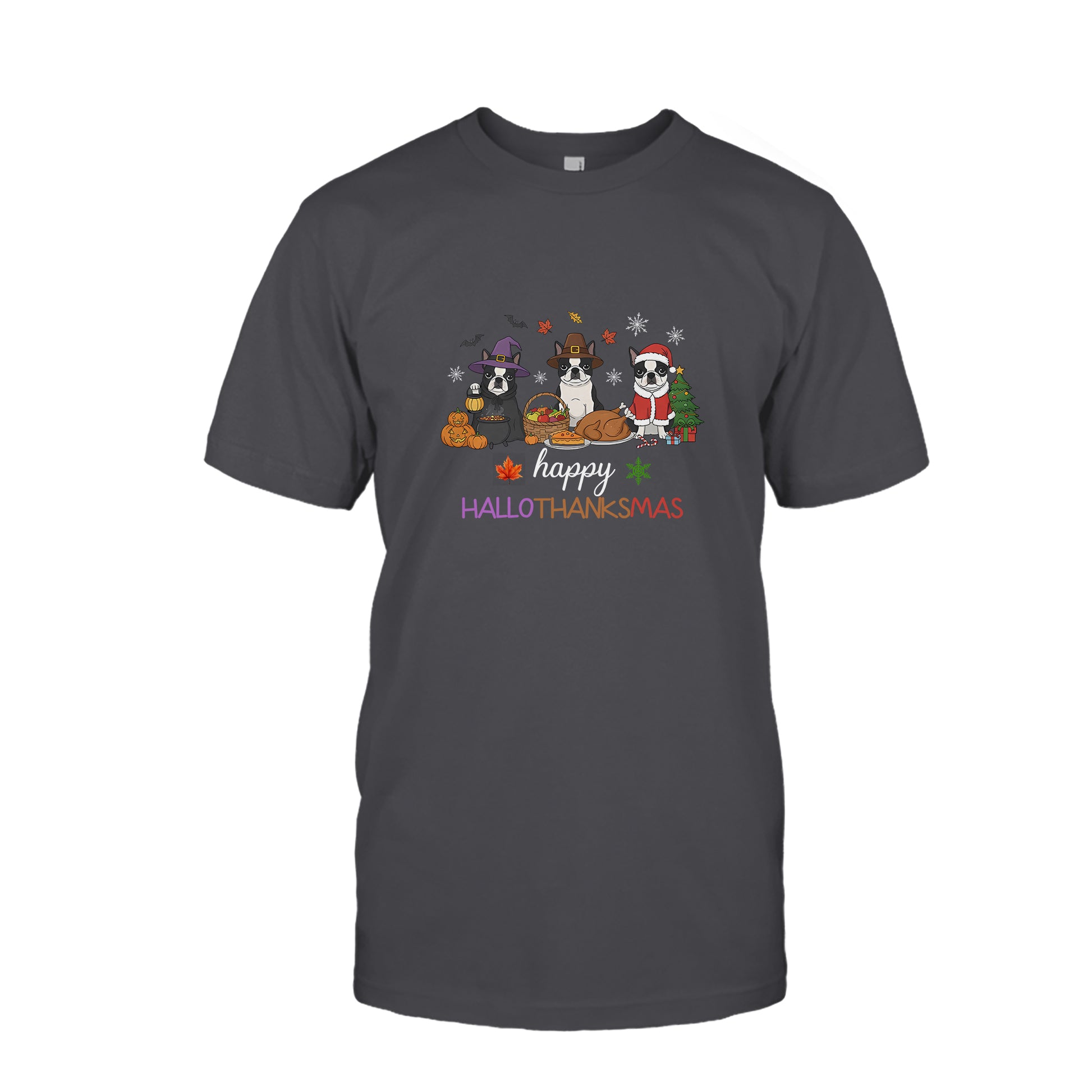 Happy HalloThanksMas Boston Terrier Shirt
